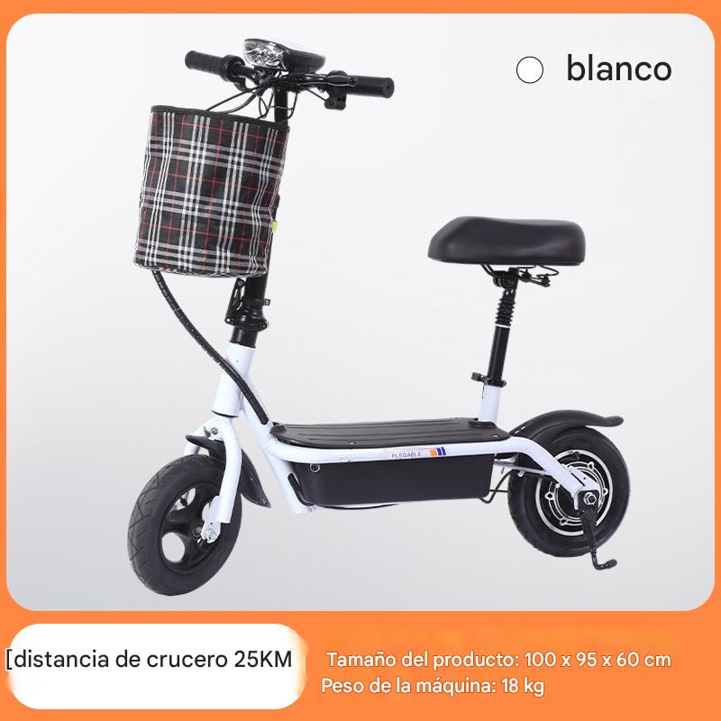 SCOOTER ELÉCTRICO CON ASIENTO Y CESTA DELANTERA
