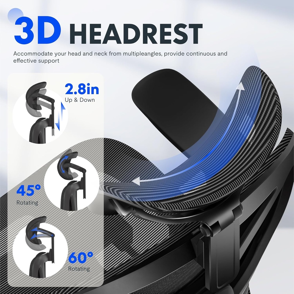 SILLA DE OFICINA ERGONÓMICA DE ALTA CALIDAD CON REPOSAPIÉS, REPOSABRAZOS 3D AJUSTABLES