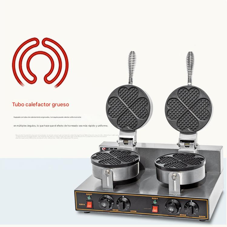 MÁQUINA DOBLE PARA WAFFLES EN FORMA DE CORAZÓN 220V 2.4KW