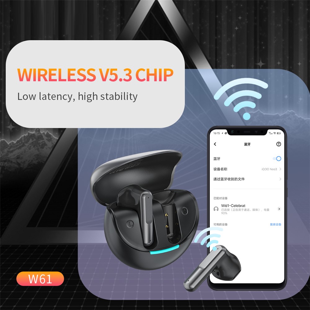 CELEBRAT W61 BLUETOOTH 5.3 SEMI-IN-EAR BLUETOOTH HEADPHONE STEREO SOUND