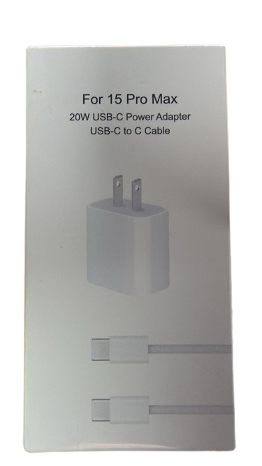 CARGADOR USB-C 20W CON CABLE USB-C A USB-C – COMPATIBLE IPHONE 15 PRO MAX