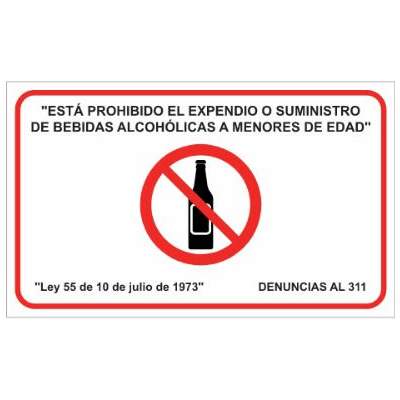 LETRERO PROHIBIDO EXPENDIO DE BEBIDAS ALCOHOLICAS
