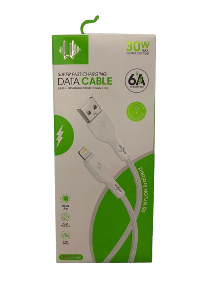 CABLE DE CARGA RÁPIDA USB A LIGHTNING 30W BZ07-IP – NYLON TRENZADO