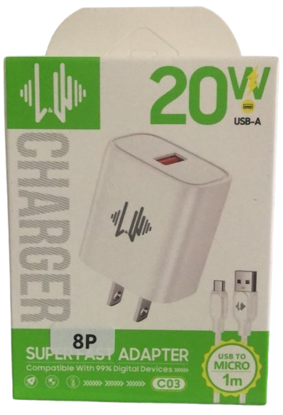 CARGADOR RÁPIDO LW 20W USB-A – MODELO C03